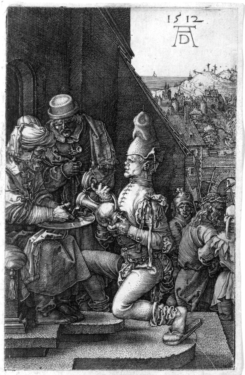Pilatus vasker sine hænder, fra The Engraved Passion af Albrecht Dürer