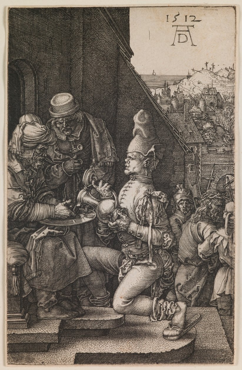 Pilatus vasker sine hænder, fra serien "Den lille passion" af Albrecht Dürer or Duerer