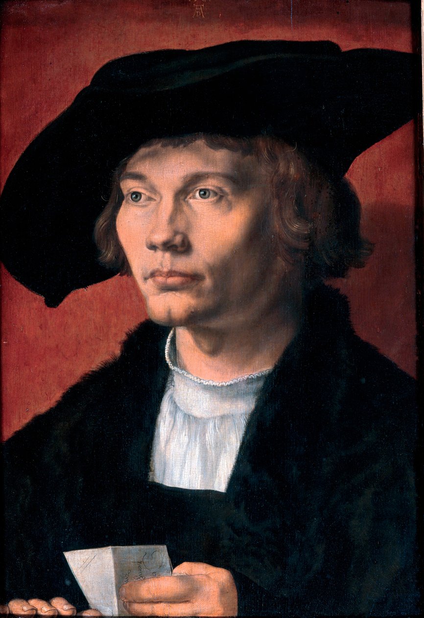 Portræt af Bernhard von Reesen, kunstsamler ne en 1490 - Portræt af Bernhard von Reesen - Maleri af Albrecht Durer (1471-1528) Olie på træ 1521 (45,5x31,5 cm) - Statens kunstgalleri, Dresden af Albrecht Dürer