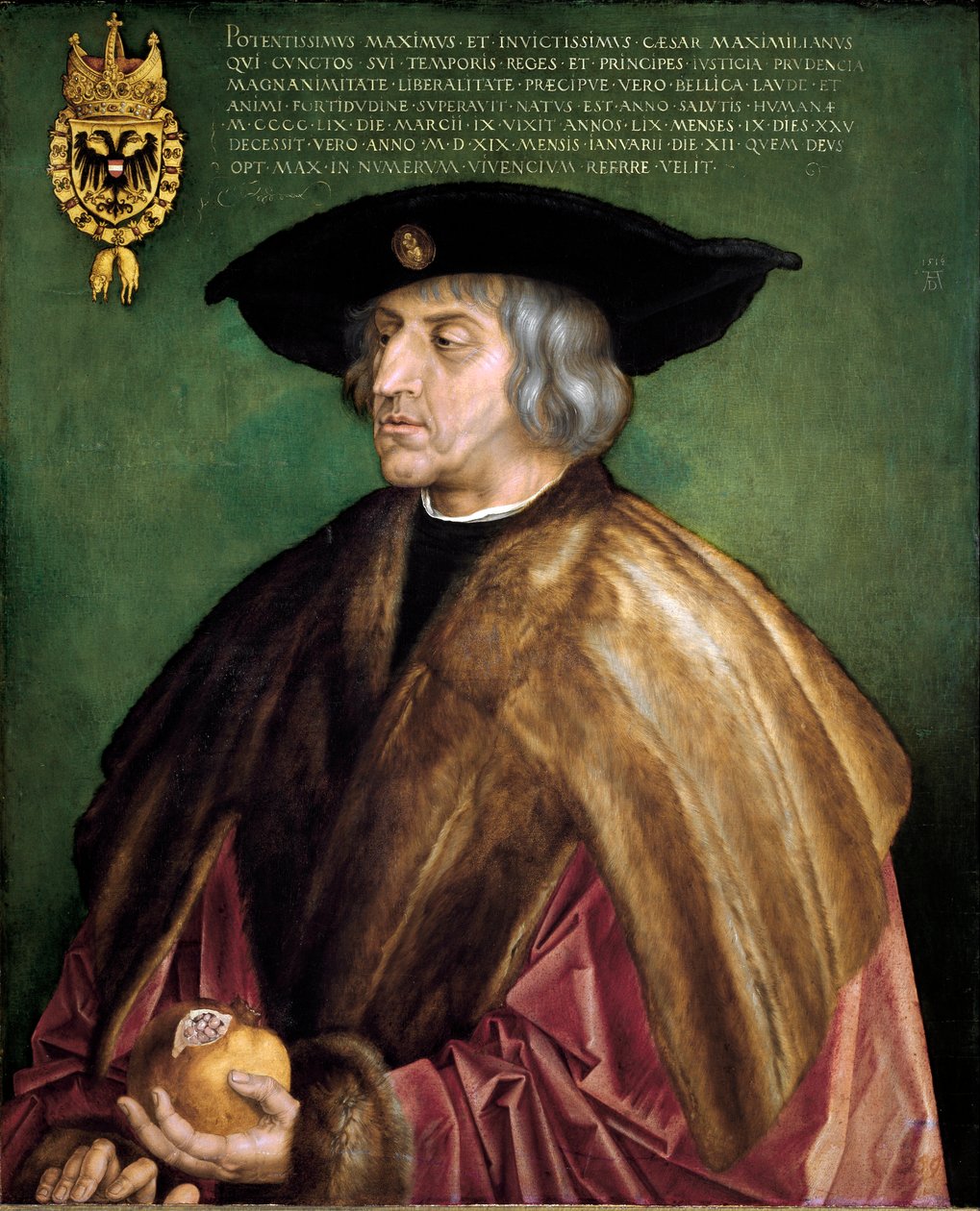 Portræt af kejser Maximilian I af Habsburg (1459-1519), tysk romersk kejsermaleri af Albrecht Durer (1471-1528) af Albrecht Dürer