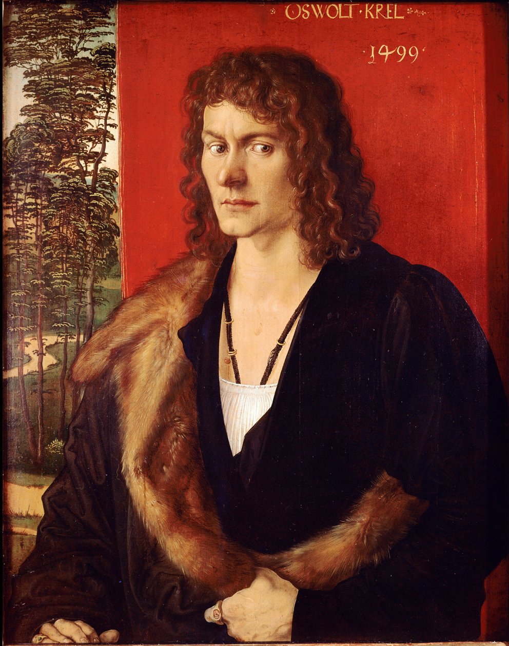 Portræt af Oswolt Krel Maleri af Albrecht Durer (1471-1528) 1499 Dim. 50x39 cm München, Alte Pinakothek af Albrecht Dürer