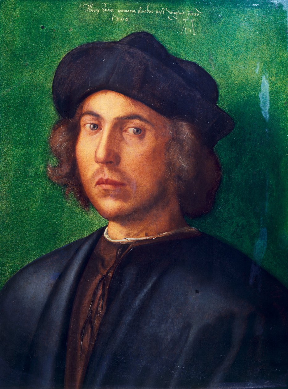 Portræt af ung mand af Albrecht Durer (1471-1528), olie på panel, 47x35 cm af Albrecht Dürer