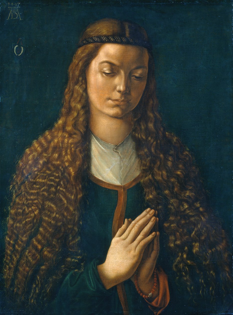 Portræt af en ung kvinde med hendes hår nede af Albrecht Dürer or Duerer