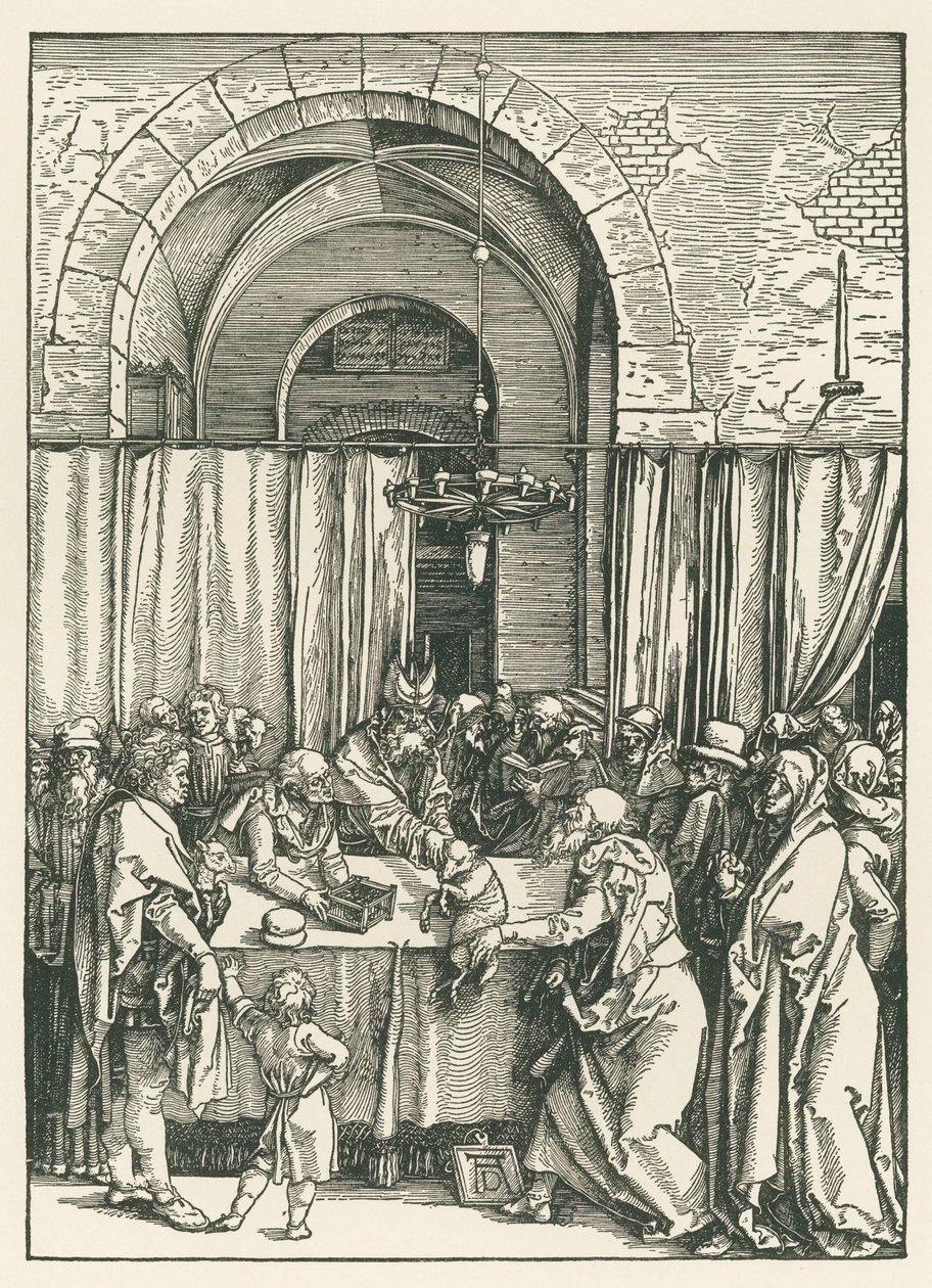 Afvisning af Joachims offer, ca. 1504 (træsnit) af Albrecht Dürer or Duerer