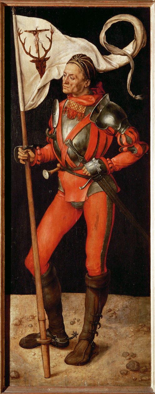 Højre fløj af Paumgartner-Altar: Sankt Eustace (maleri på lindetræ) af Albrecht Dürer or Duerer