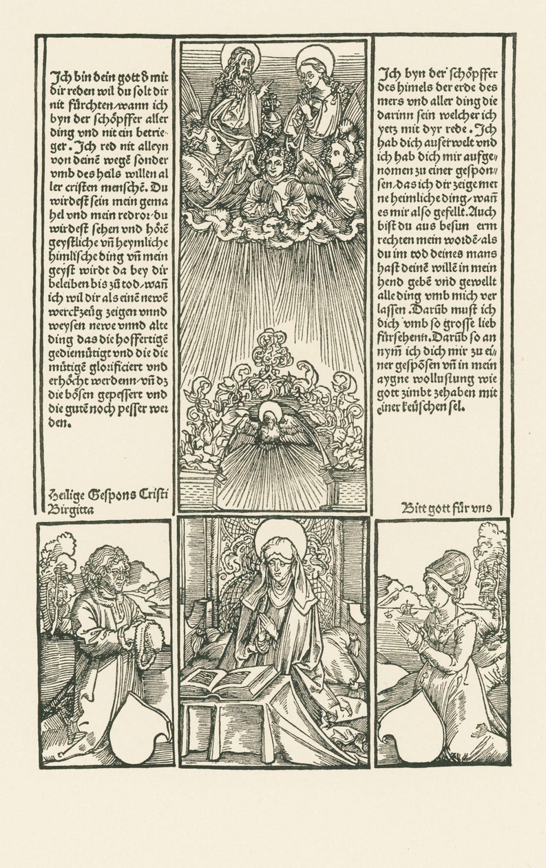 Den hellige Birgitta som forbeder, med et bedende ægtepar af Albrecht Dürer or Duerer