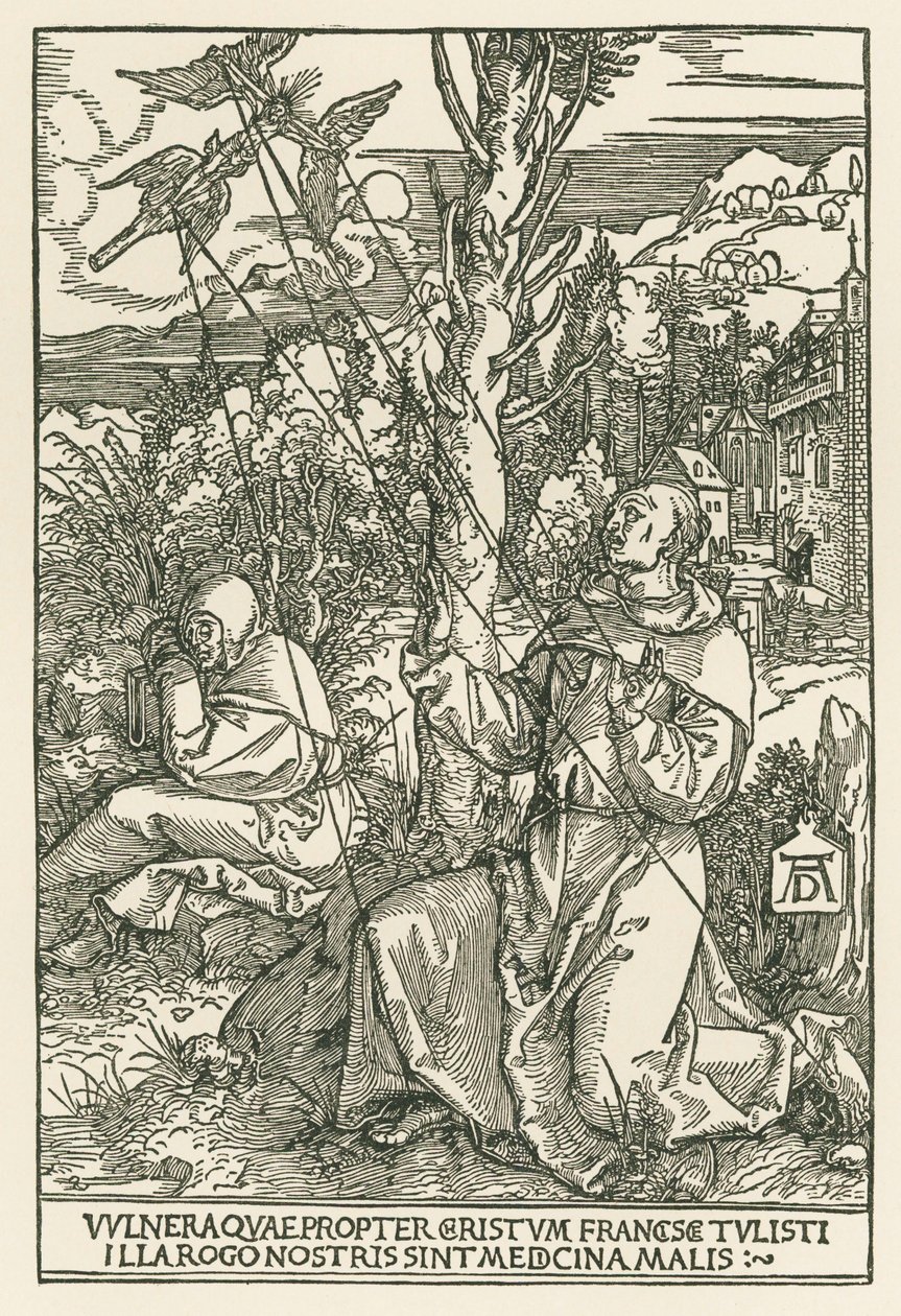 Den hellige Frans modtager stigmata, ca. 1503-04 (træsnit) af Albrecht Dürer or Duerer