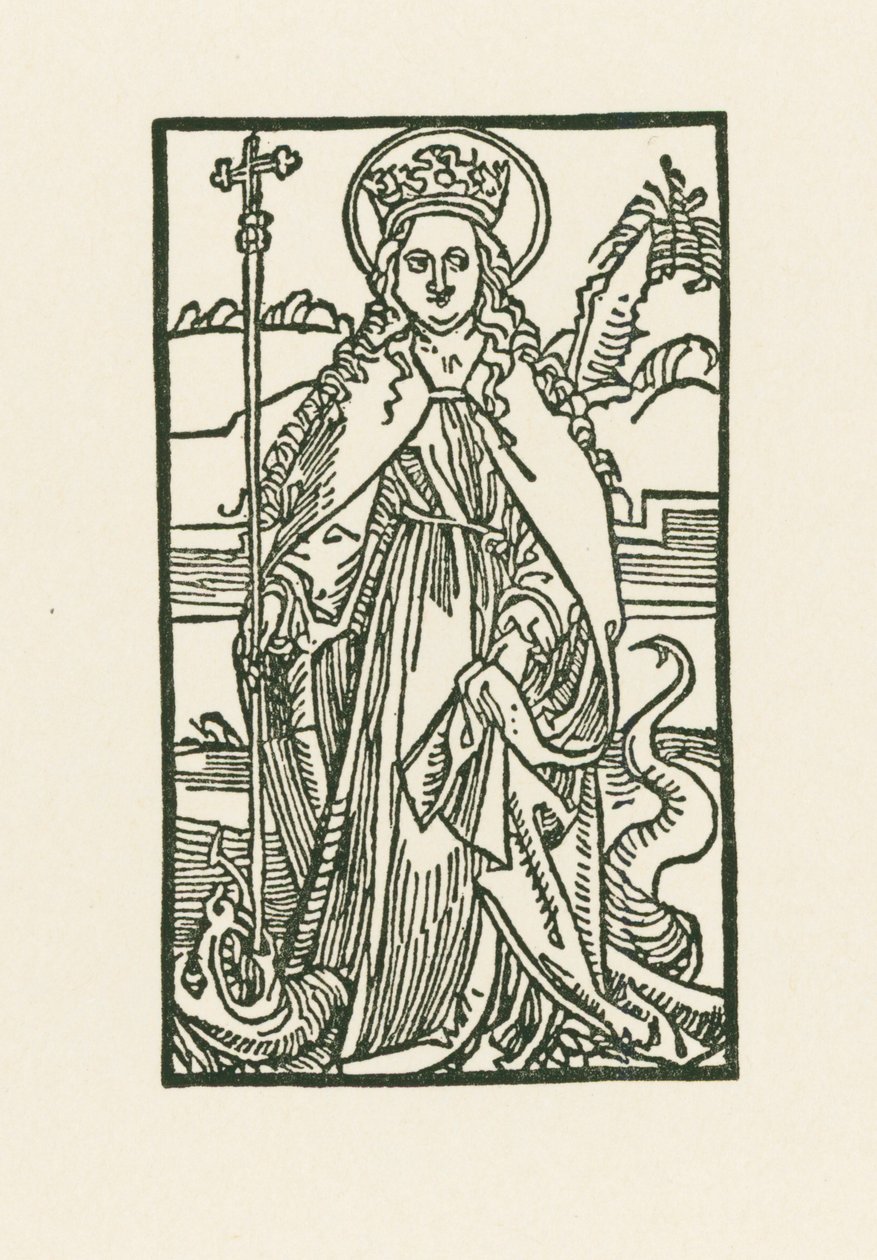 Sankt Margaretha. Illustration til Hortulus Anime. Trykt af Michael Furter, Basel af Albrecht Dürer or Duerer