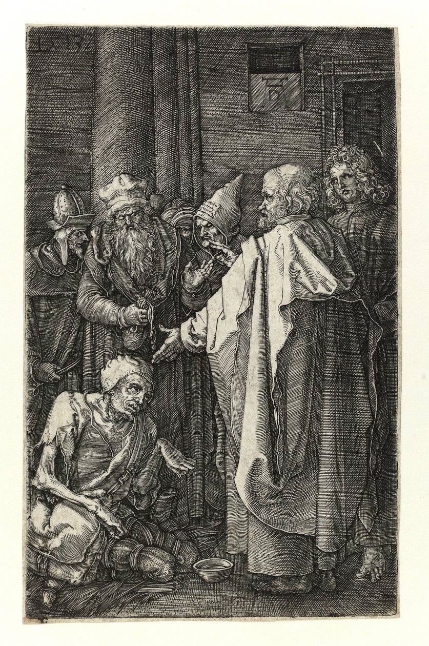 Sankt Peter og Sankt Johannes helbreder de krøblinge ved tempelporten af Albrecht Dürer