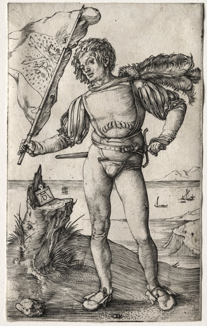 Den burgundiske fanebærer, ca. 1500 (gravering) af Albrecht Dürer or Duerer