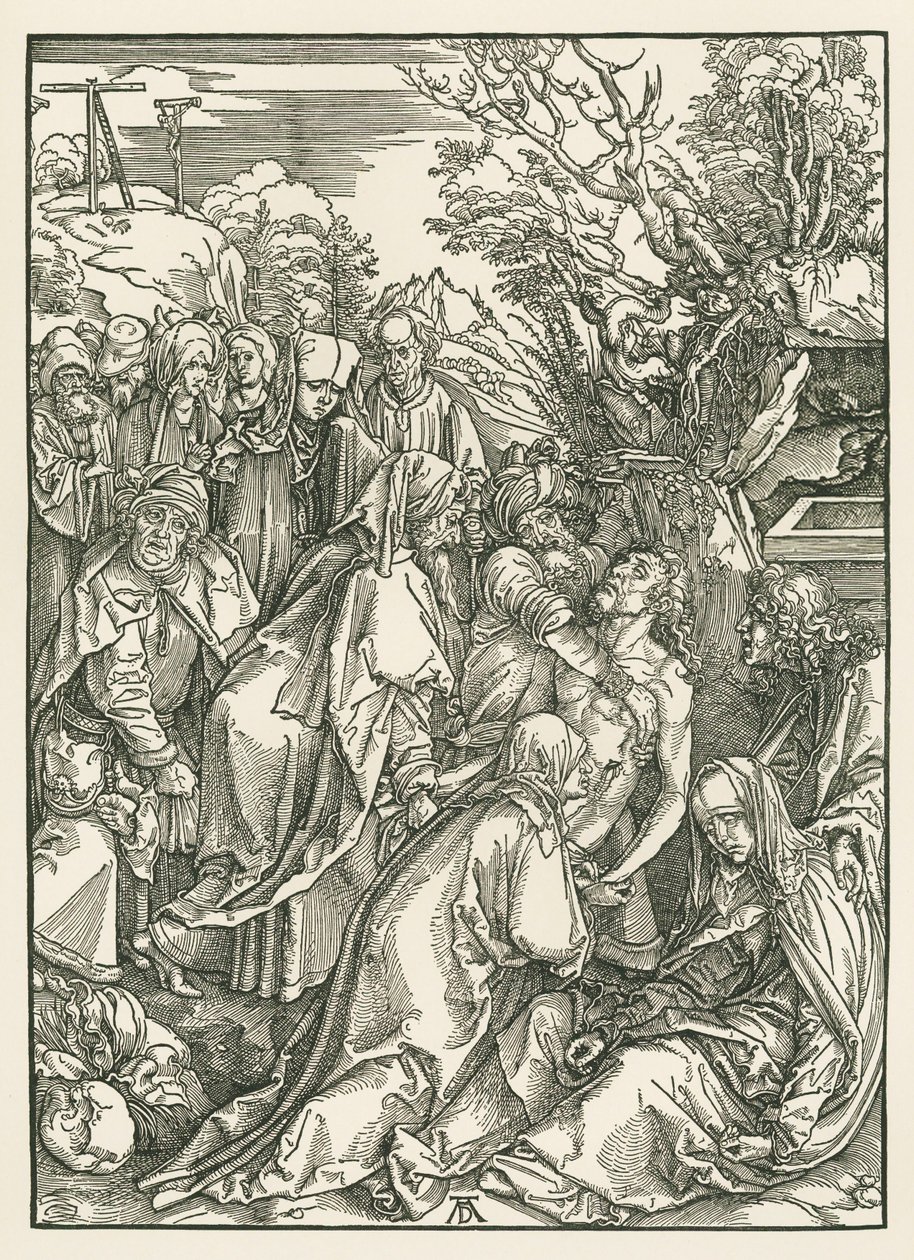 Begravelsen, ca. 1496-97 (træsnit) af Albrecht Dürer or Duerer