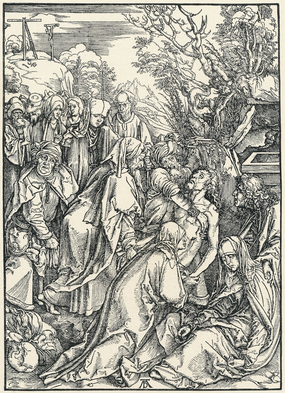 Begravelsen, fra den store lidenskab, ca. 1496-97 (træsnit) af Albrecht Dürer