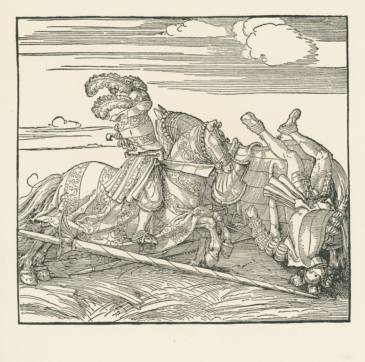 Den tyske turnering, ca. 1517-18 (træsnit) af Albrecht Dürer or Duerer