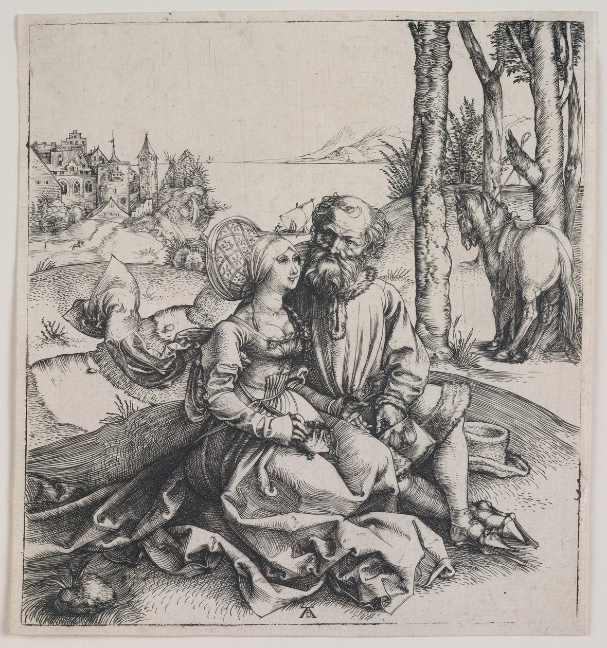 Det dårligt sammensatte par, ca. 1495 (kobberstik) af Albrecht Dürer or Duerer