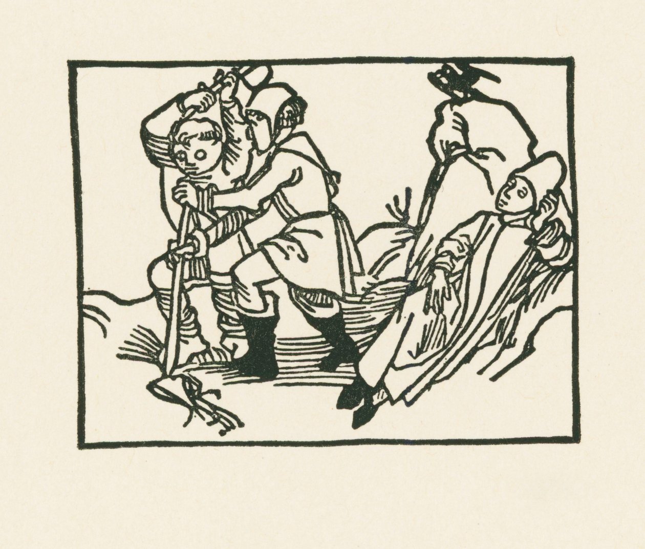 Præsten ligger på engen, en ravn kvækker på en hul sten, ca. 1489-90 (træsnit) af Albrecht Dürer or Duerer