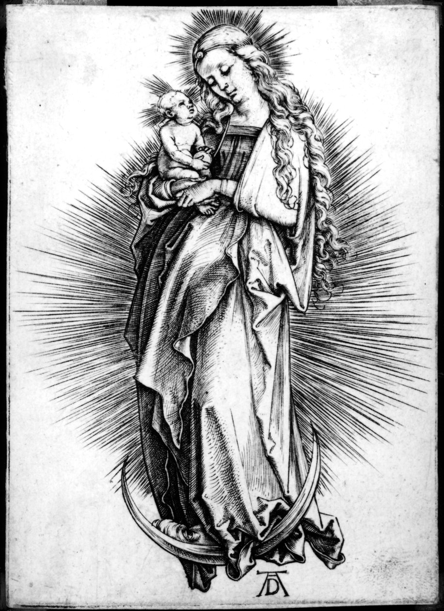 Jomfruen og barnet på en halvmåne af Albrecht Dürer