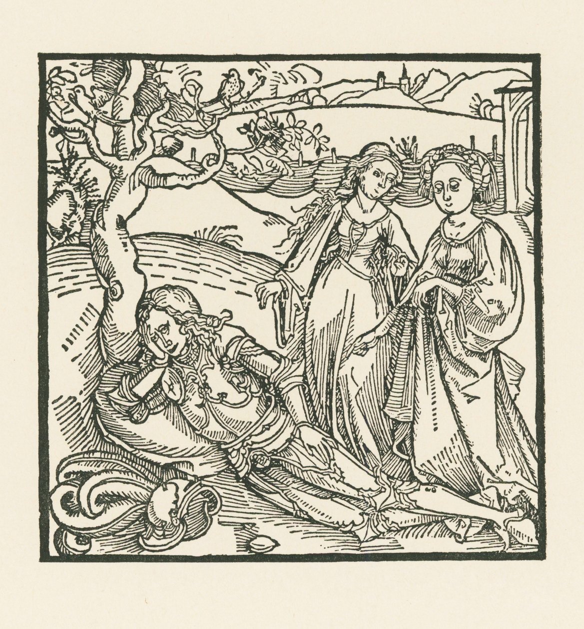 Ridderen i meditation får følgeskab af sine to døtre af Albrecht Dürer or Duerer