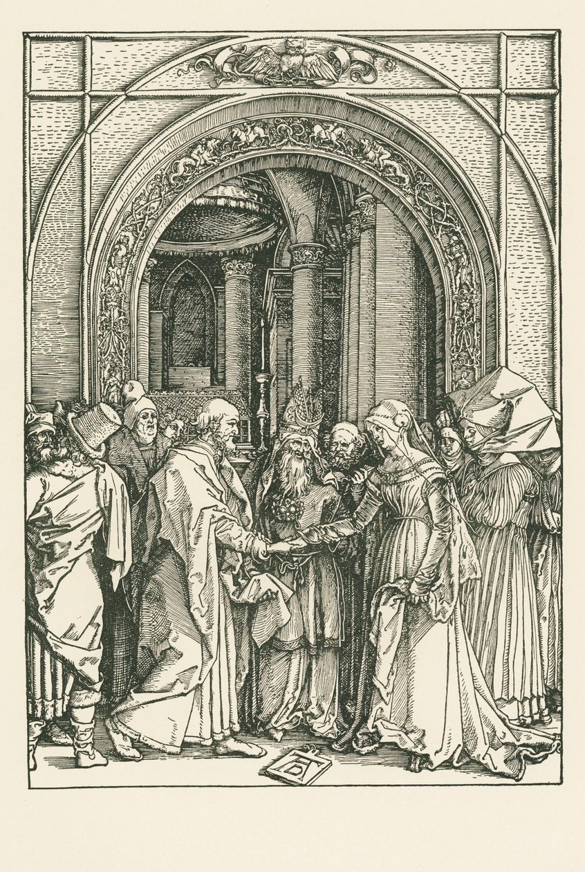 Jomfruens bryllup, ca. 1504 (træsnit) af Albrecht Dürer or Duerer