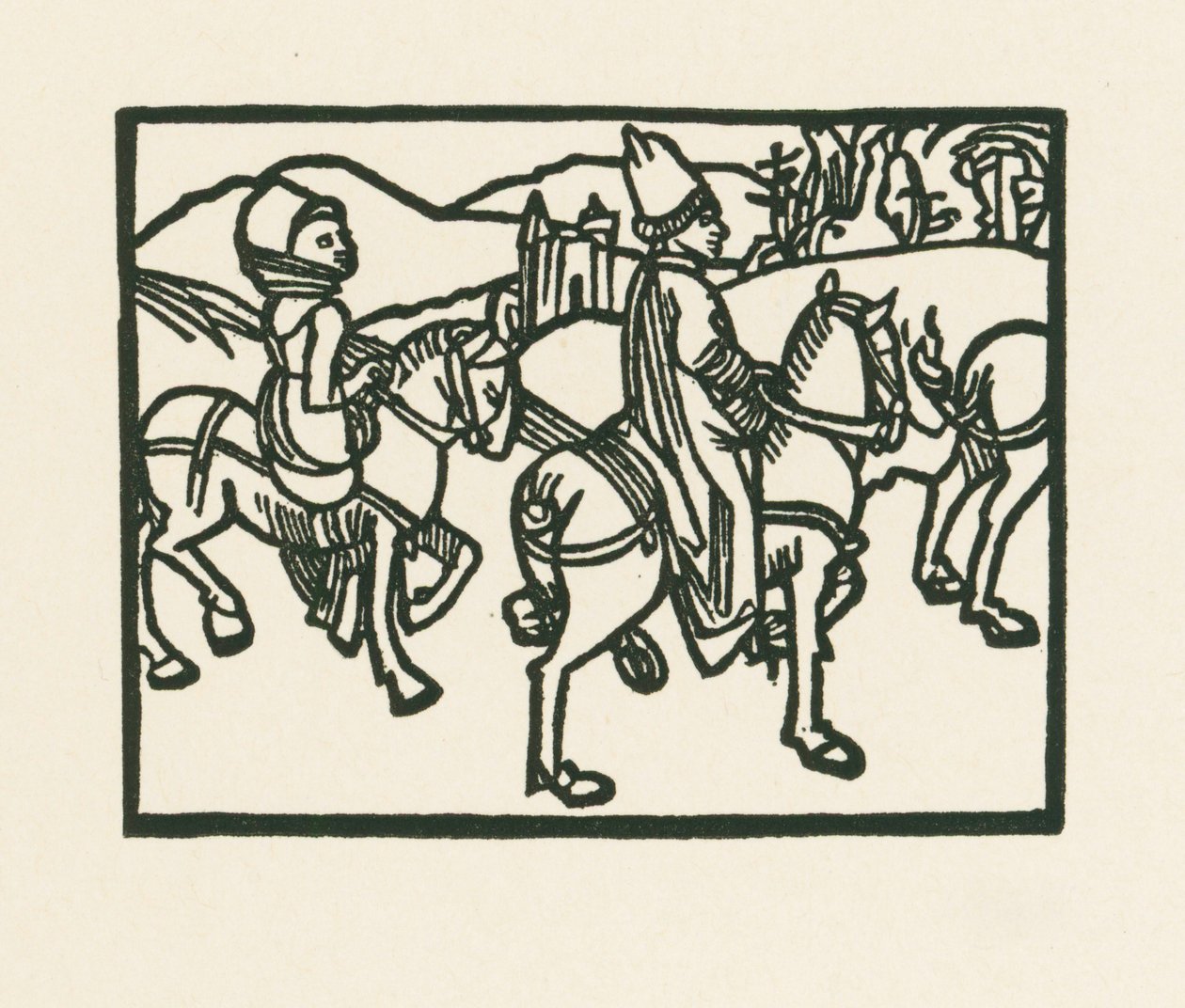 Prinsen til hest, ca. 1489-90 (træsnit) af Albrecht Dürer or Duerer