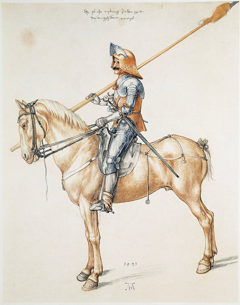 Våbenridderen Akvareltegning fra en original af Albrecht Durer af Albrecht Dürer