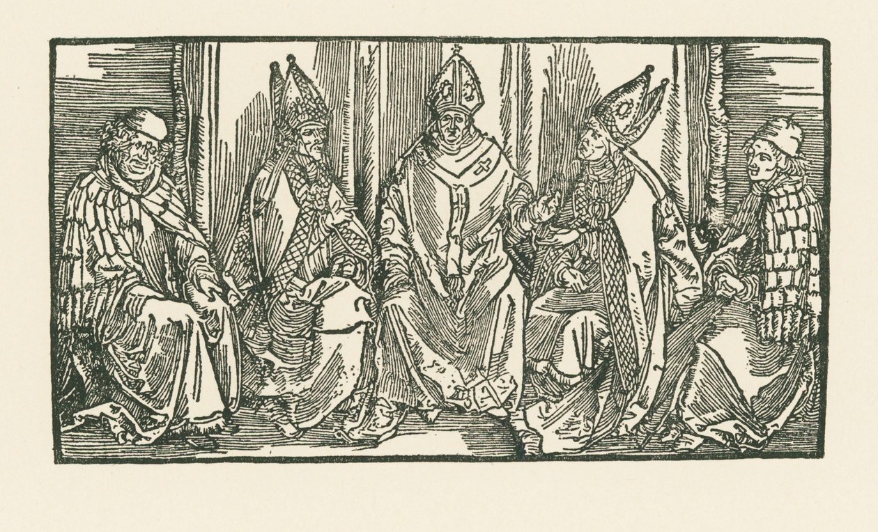Tre biskopper og to munke af Albrecht Dürer or Duerer