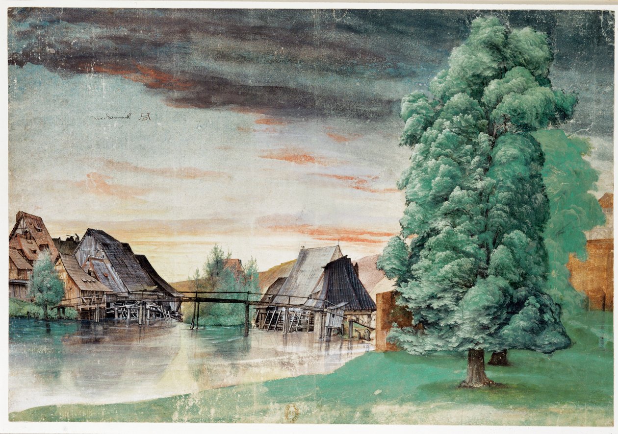 Weidenmuehle - Mølle under piletræer af Albrecht Dürer or Duerer
