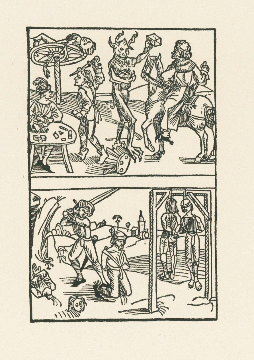 Træsnit til "Wie der Würffel auff ist Kumen" af Albrecht Dürer or Duerer