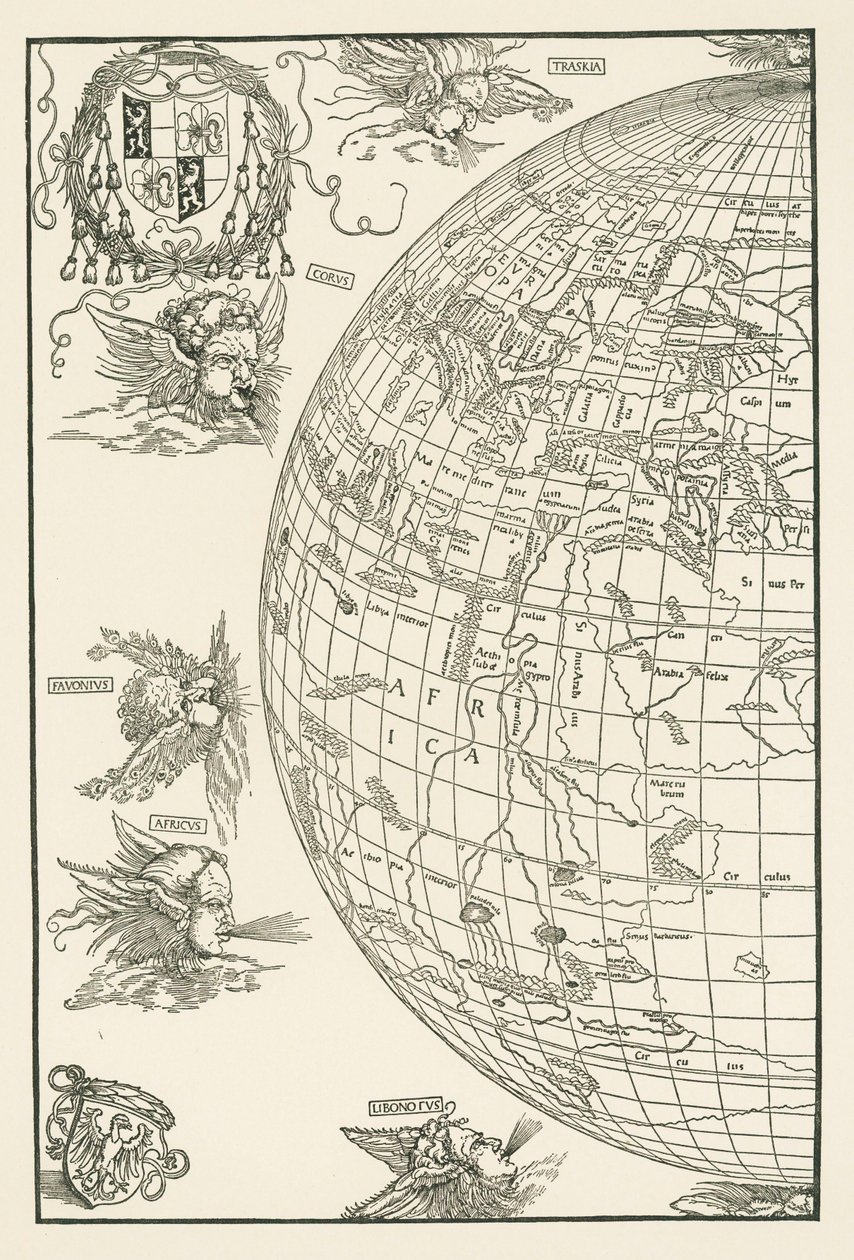 Verdenskort over Johannes Stabius af Albrecht Dürer or Duerer