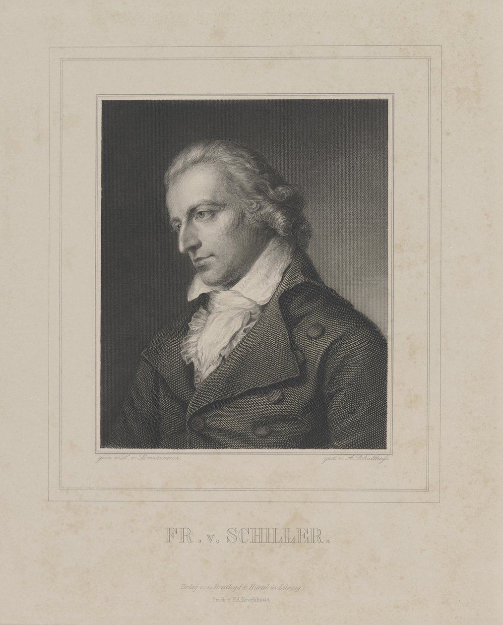 Portræt af Friedrich von Schiller 1759-1805, ca. 1840 af Albrecht Fürchtegott Schultheiss