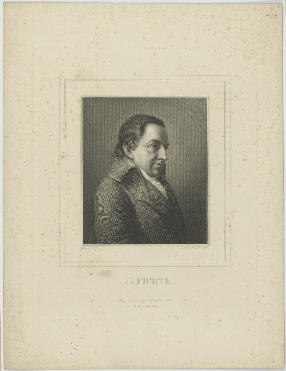 Portræt af Johann Gottlieb Fichte 1762-1814. af Albrecht Fürchtegott Schultheiss