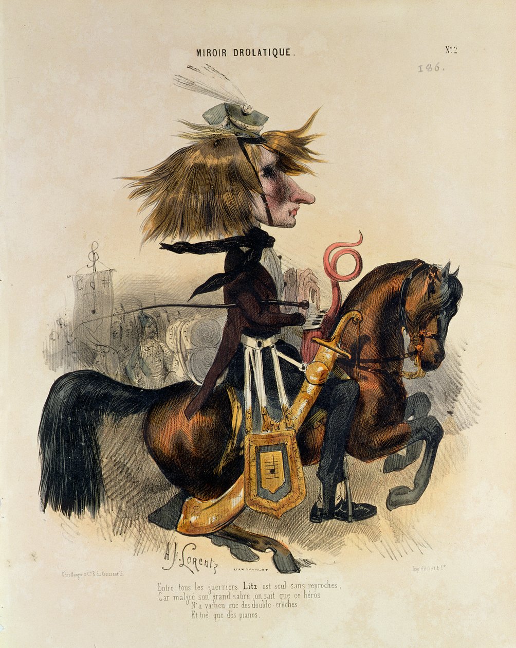 Karikatur af Franz Liszt (1811-86) af Alcide Joseph Lorentz