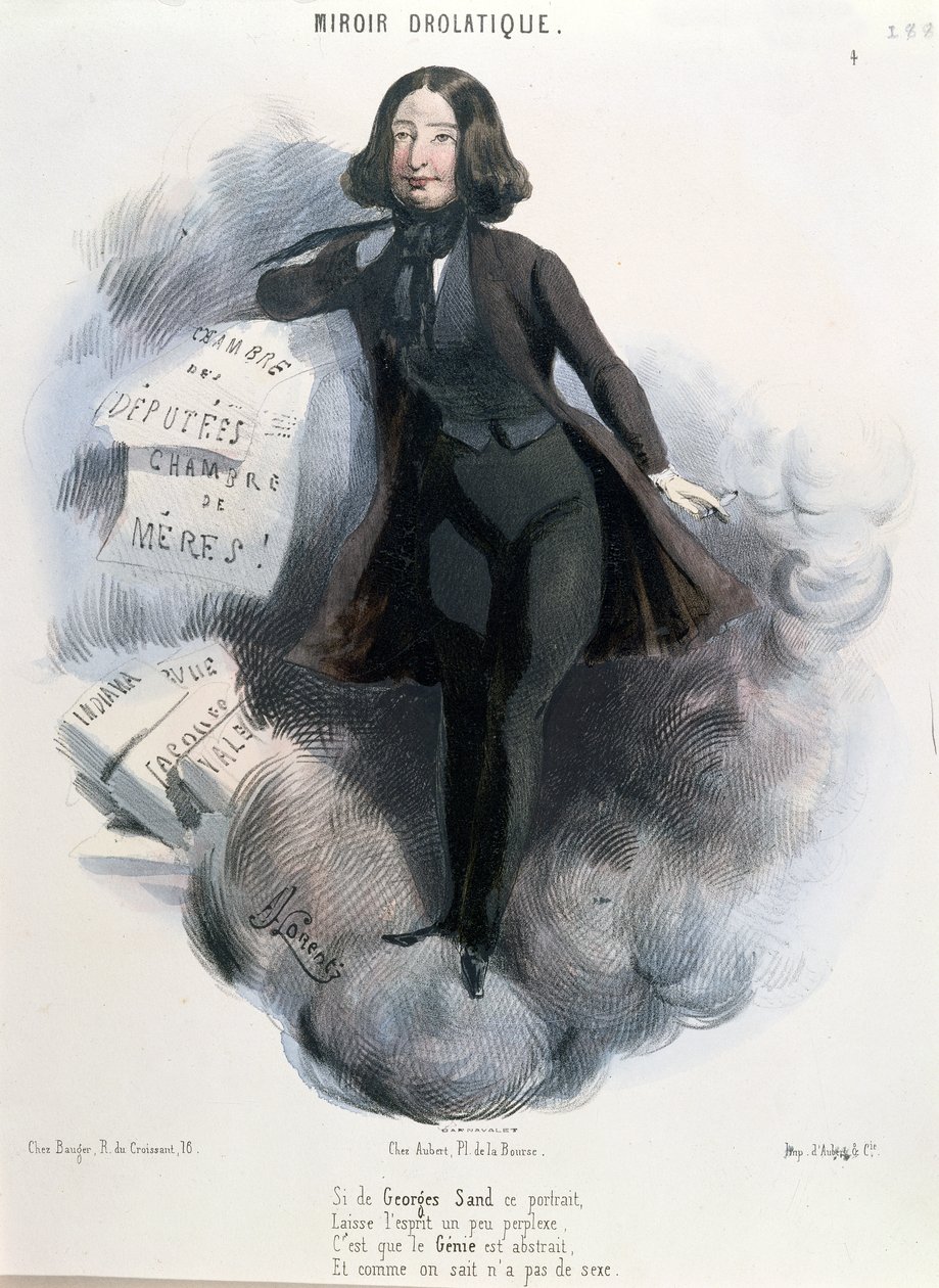 Karikatur af George Sand (1804-76) c.1848 af Alcide Joseph Lorentz