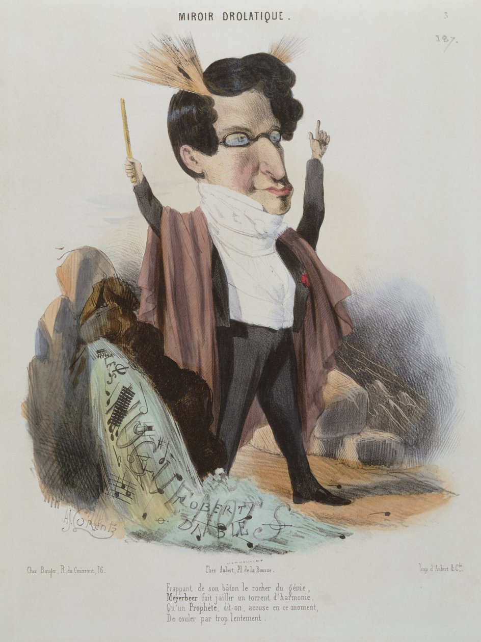 Karikatur af Jakob Meyerbeer (1791-1864) tysk komponist af Alcide Joseph Lorentz
