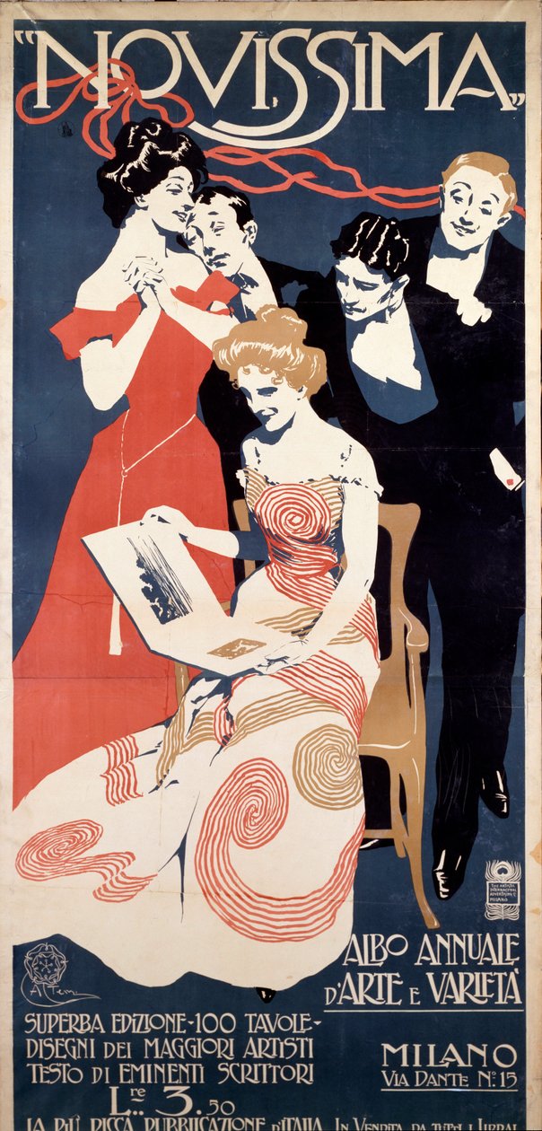Annonceringsplakat til Novissima, Arts and Letters Magazine, c.1920 af Aleardo Terzi