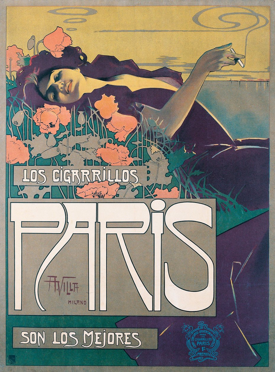 Cigaretter Paris Plakat af Aleardo Villa af Aleardo Villa