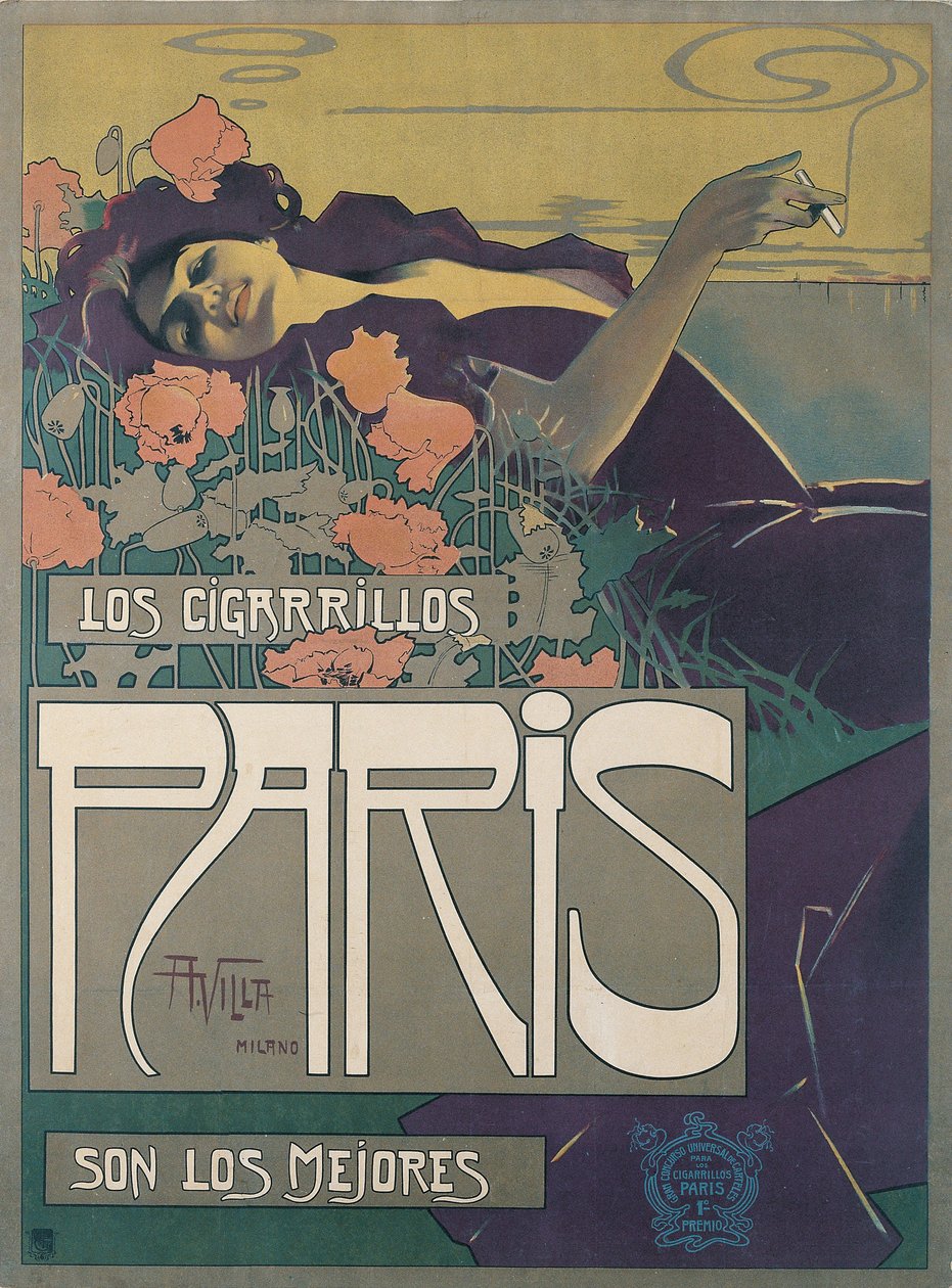 Cigaretter Paris, 1901 af Aleardo Villa