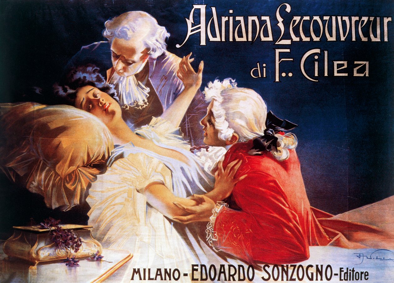 Plakat for opera Adriana Lecouvreur, af Francesco Cilea (1866-1950) af Aleardo Villa