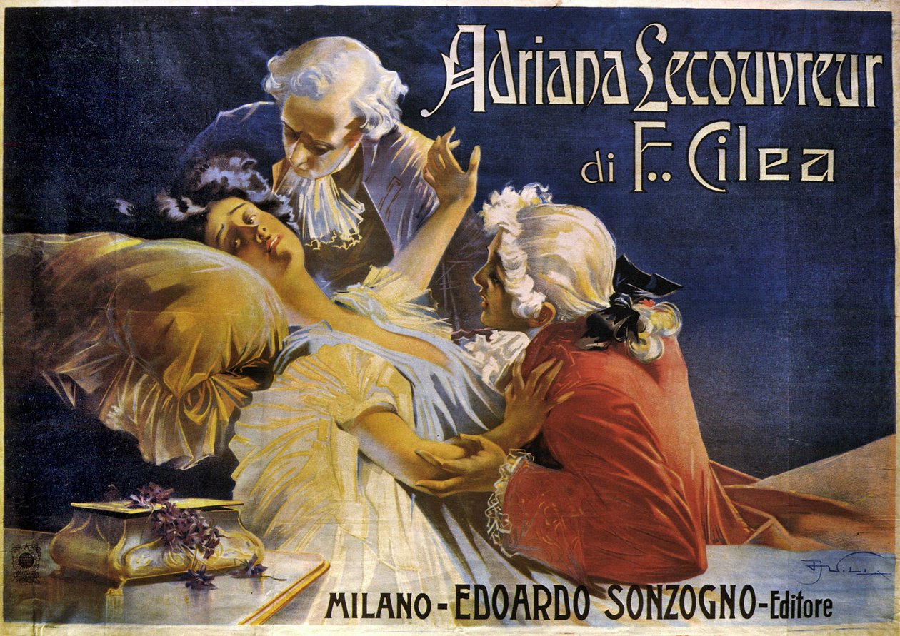 Plakat for opera Adriana Lecouvreur, af Francesco Cilea (1866-1950) af Aleardo Villa