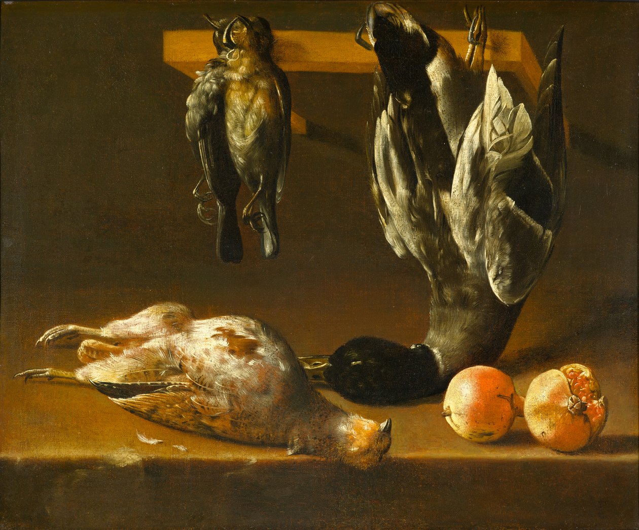 Stilleben med høns og granatæbler, ca. 1620-1640 af Alejandro de Loarte