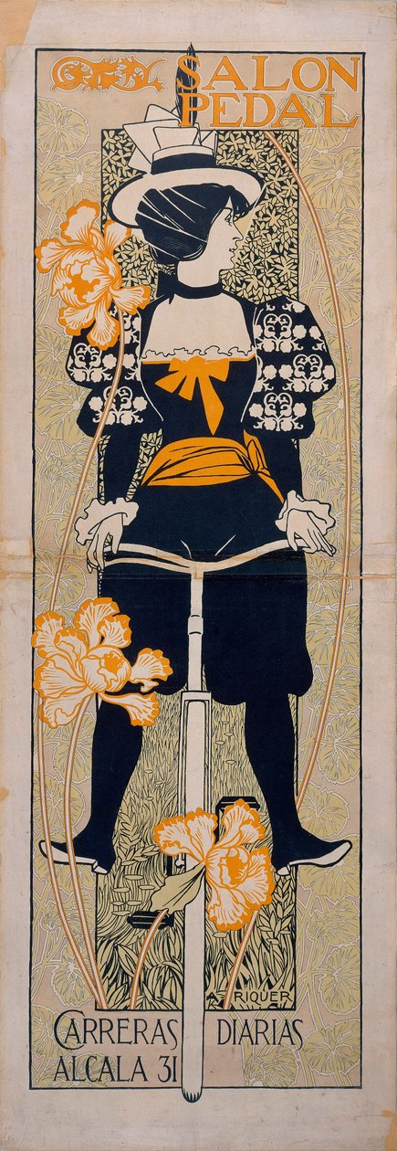 ""Salon Pedal"" Annonce for en cykelbane i Malaga (Spanien) - Litografi af Alexandre de Riquer i Ynglada (1856-1920) af Alejandro de Riquer