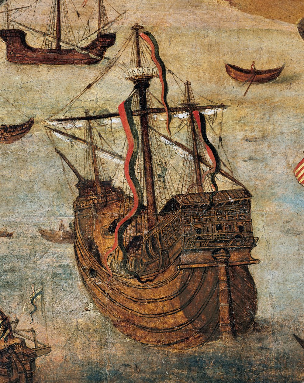 Spansk karavel (detalje fra Virgin of the Navigators) af Alejo Fernandez