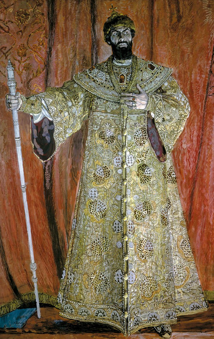 Portræt af Feodor Chaliapin som Boris Godunov af Aleksandr Jakovlevic Golovin