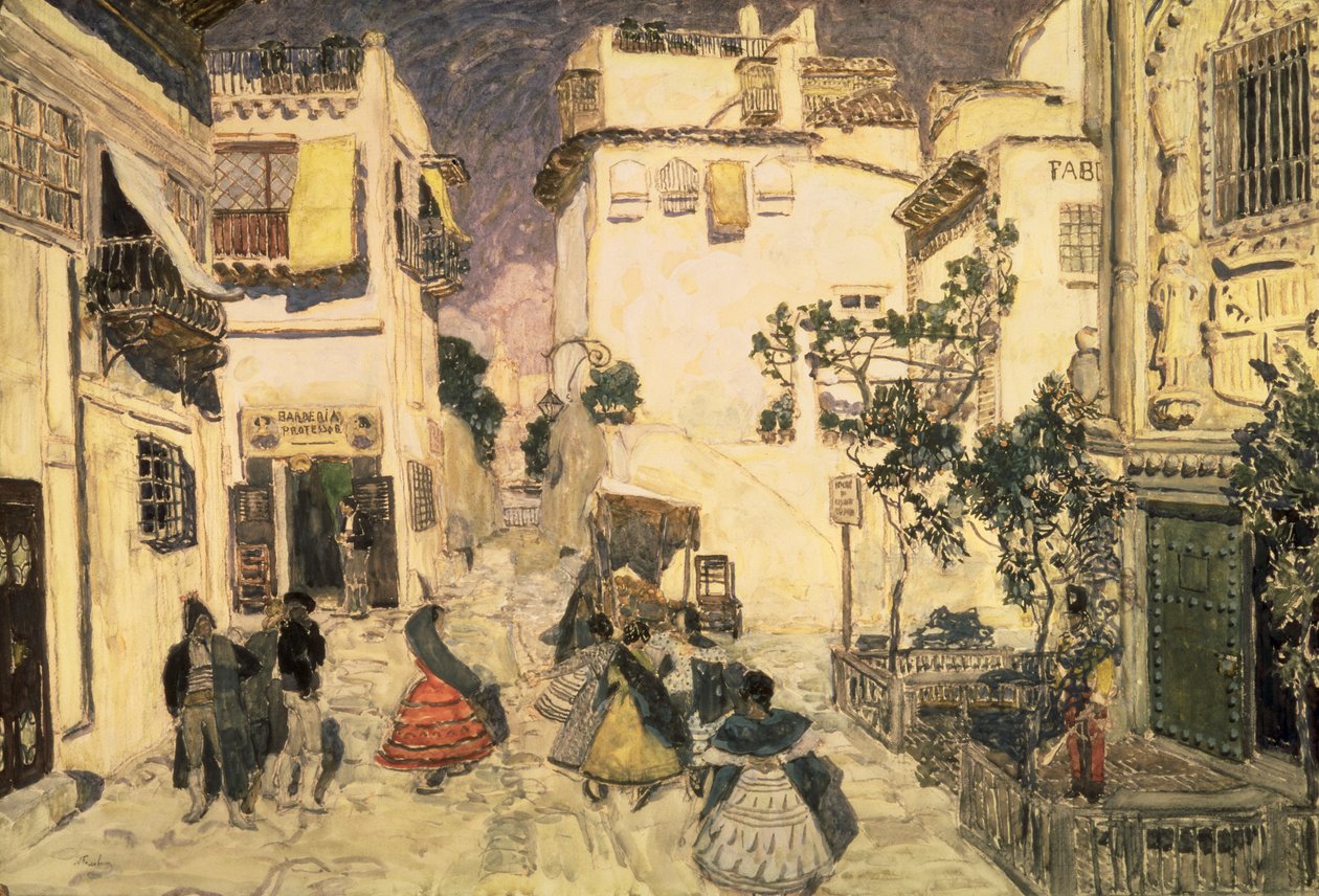 A Street in Sevilla, skitse til scenen til Bizets opera 