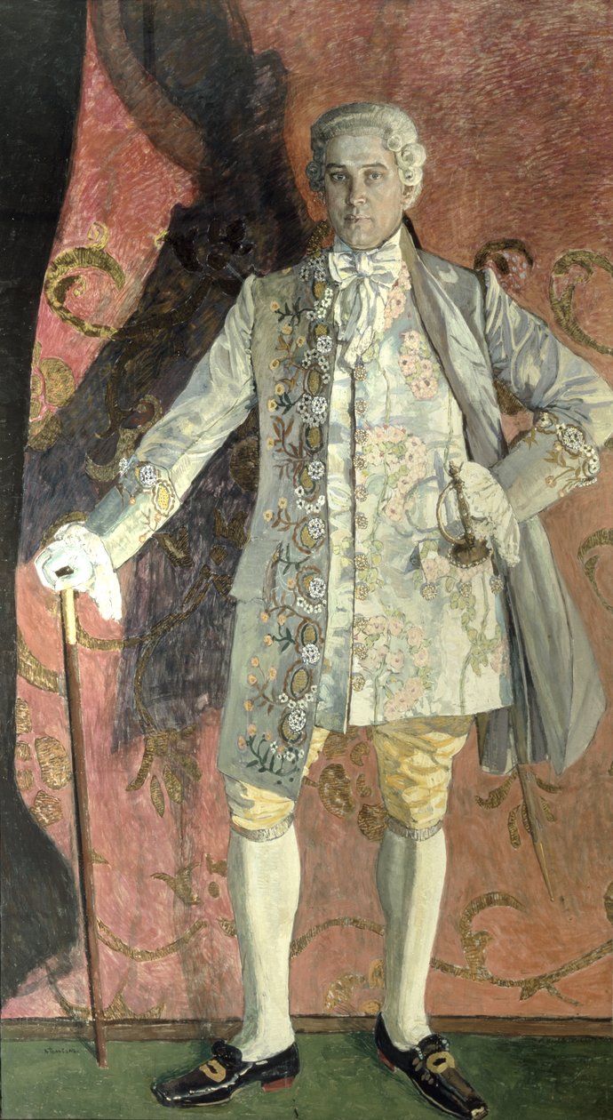 Portræt af Dmitry Smirnov som Chevalier des Grieux i Jules Massenets (1842-1912) opera 