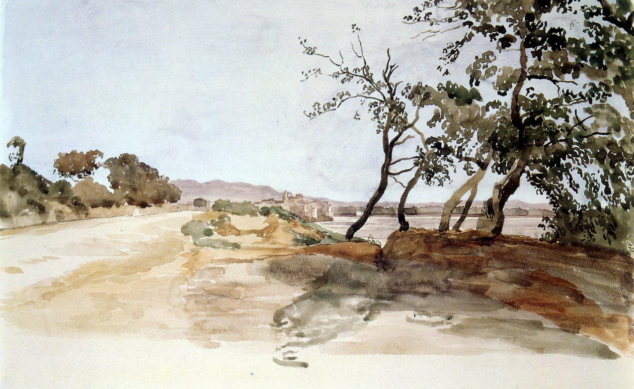 Italiensk landskab, akvarel af Alexander Ivanov (1806-1858), russisk maler af Aleksandr Andreevich Ivanov