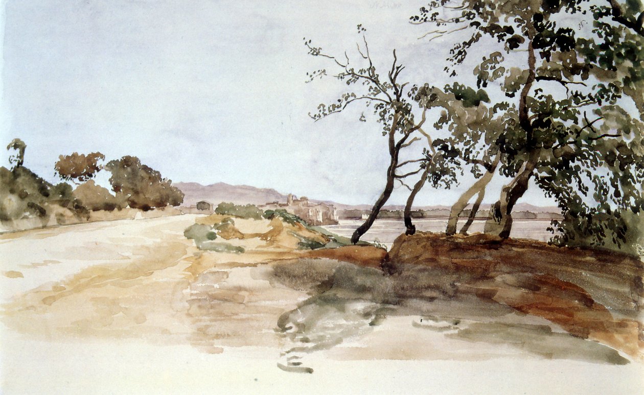 Italiensk landskab, akvarel af Alexander Ivanov (18061858), russisk maler af Aleksandr Andreevich Ivanov