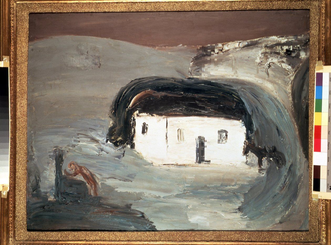Landskab med et hvidt hus. Maleri af Alexander Davidovich Drevin (1889-1938). Olie på lærred, 74 x 92 cm af Aleksandr Davidovic Drevin