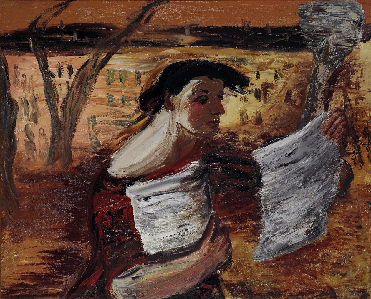 Kvinde med foldere, 1933 af Aleksandr Davidovic Drevin