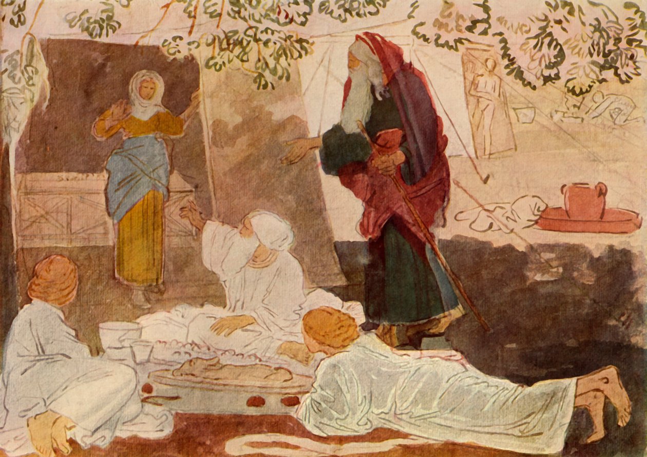 Tre pilgrimme på besøg hos Abraham, midten af det 19. århundrede, 1965. af Aleksandr Ivanov