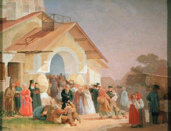 Udgående af en kirke i Pskov, 1863-64 af Aleksandr Ivanovich Morozov